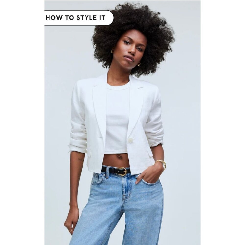 Madewell White Cropped Blazer